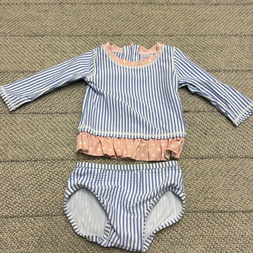 Ruffle Butts two piece long sleeve bikini set 6-12months